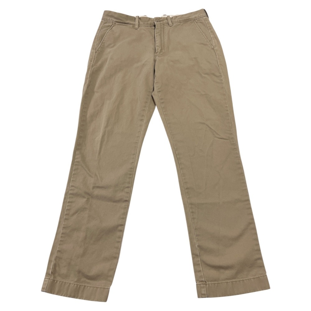 J.Crew Chino Pants Men's Tan Khaki Cotton Straight Leg Size 30x30 Flat Front